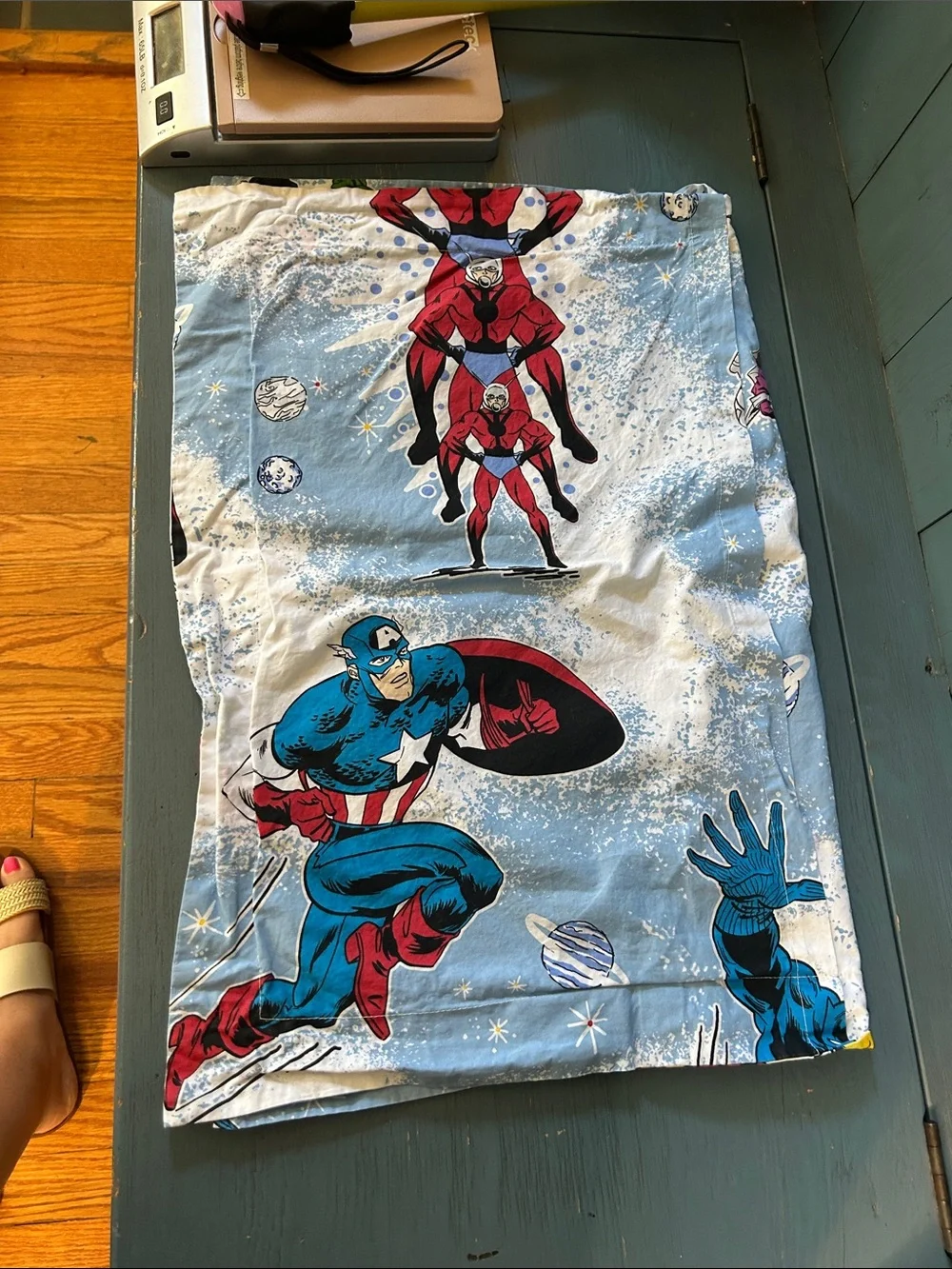 Pottery Barn Kids Marvel Comics Superhero Print Pillow Sham - Blue 100% Organic